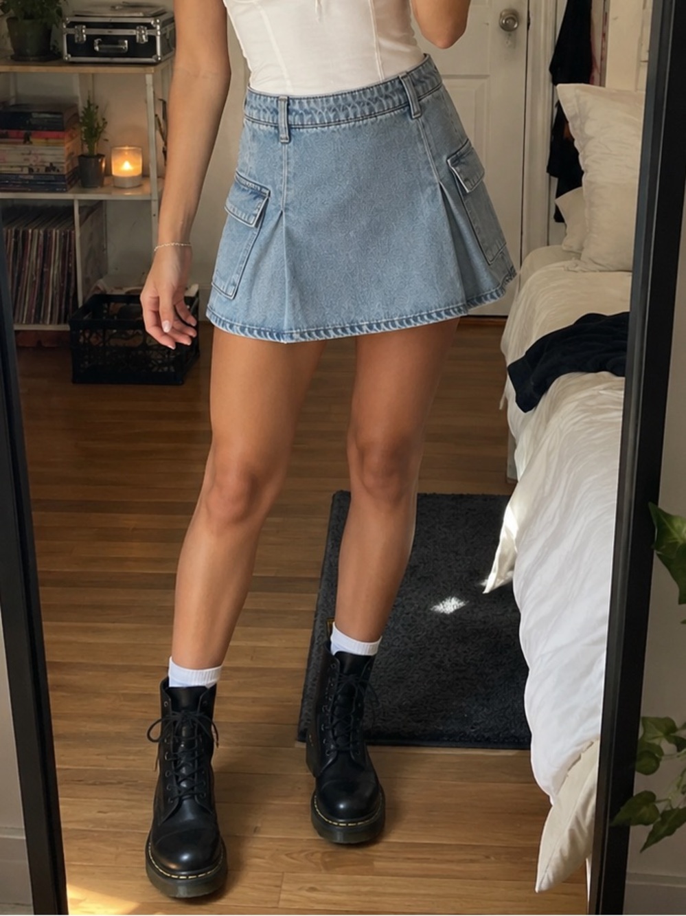 H&M Light Blue Denim Cargo Skort